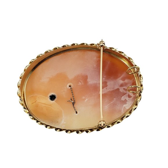 Vintage 14 Karat Yellow Gold and Diamond Cameo Brooch/Pendant #10664 - Picture 6 of 7